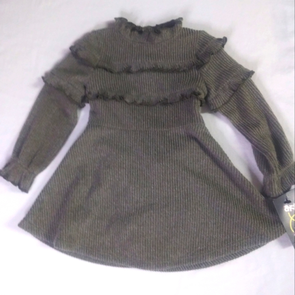 Art Class Olive Green Tiered Ribbed Dress